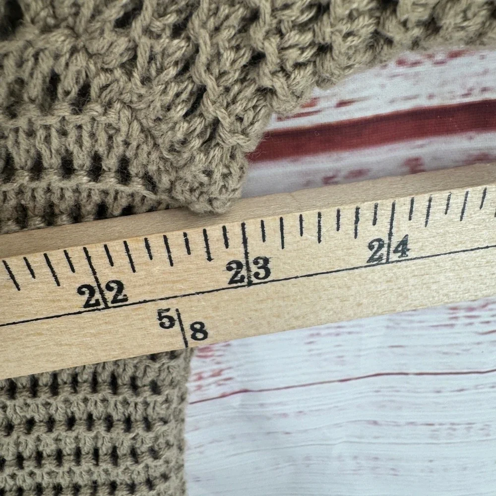 Abercrombie & Fitch Polo Shirt Mens Medium Taupe Brown Crochet Open Stitch